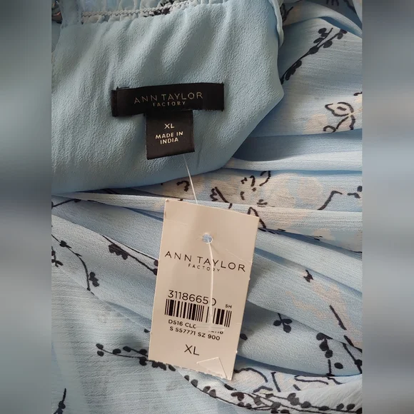 Ann Taylor Light Blue Dress with Flutter Sleeves - Picture 3 of 6